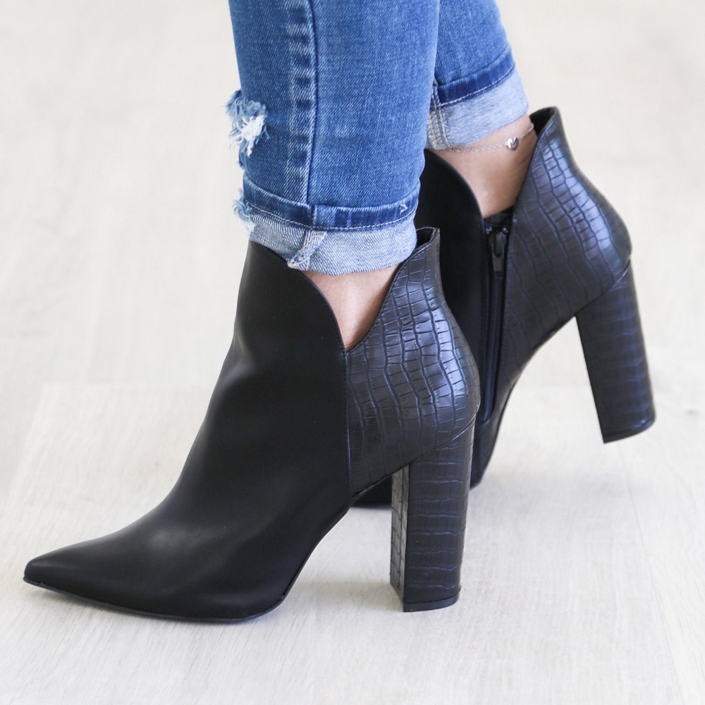 Black Croc Booties
